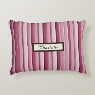 Coussins Décoratifs Stripes verticales contemporaines de couleur rose