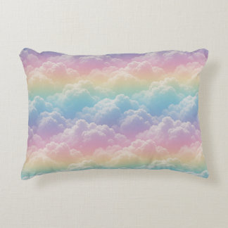 Coussins Décoratifs 🌈 Style de ciel aux nuages arc-en-ciel pastel de