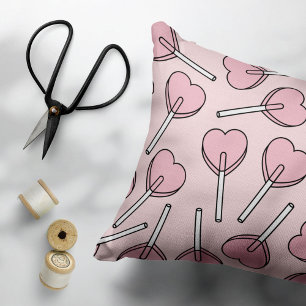 Coussins Décoratifs Sucettes roses, sucettes en forme de cœur, motif d