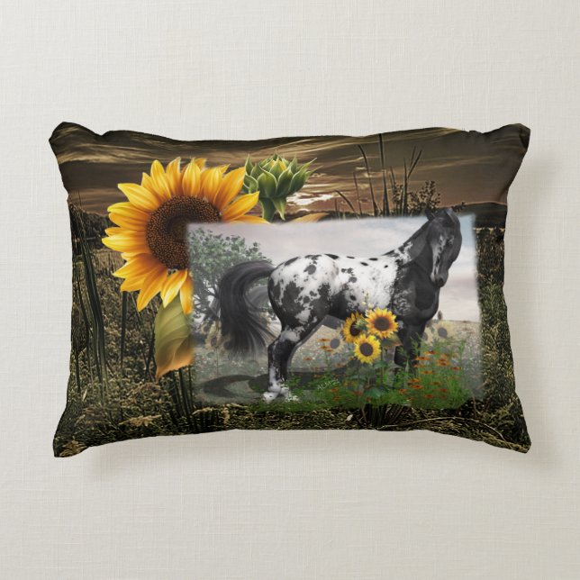 Coussins Décoratifs Sunflowers et Appaloosa Horse (Devant)