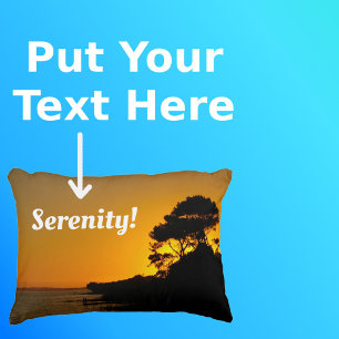 Coussins Décoratifs Sunset Sky Black Silhouette Arbres Texte photo