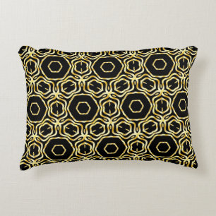 Coussins Décoratifs Superbe fleur noire et or sans soudure