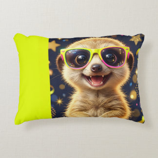 Coussins Décoratifs Suricate étoilé avec des lunettes de soleil néon