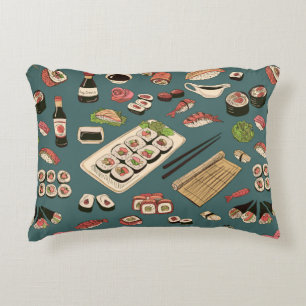Coussins Décoratifs Sushi coloré et rouleaux sans couture motif, exce