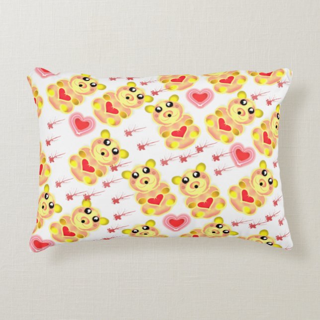 Coussins Décoratifs Sweet Heart Bear Nursery Pattern (Devant)