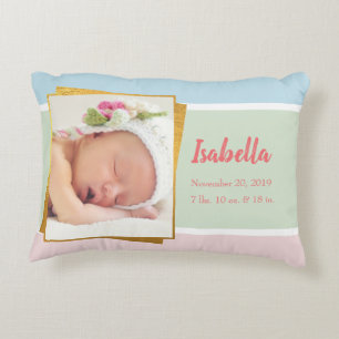 Coussins Décoratifs Sweet Pastel Baby Girl Photo Birth Record État