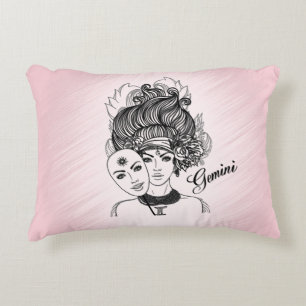 Coussins Décoratifs Symbole Gemini Zodiac et signe rose solide retour