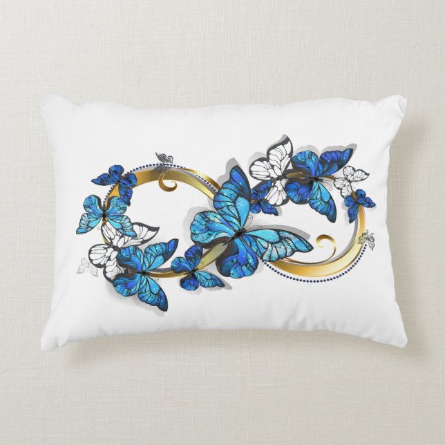 Coussins Décoratifs Symbole infini de papillons Morpho bleus (Devant)
