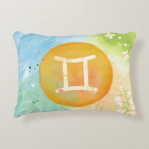 Coussins Décoratifs SYMBOLE Zodiaque Gemini Pastel Aquarelle Astrologi