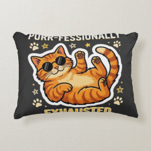 Coussins Décoratifs T-shirt chat mignon professionnellement épuisé