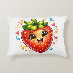 Coussins Décoratifs T-shirt Mignonne Fraise Dormante Fruit Kawaii