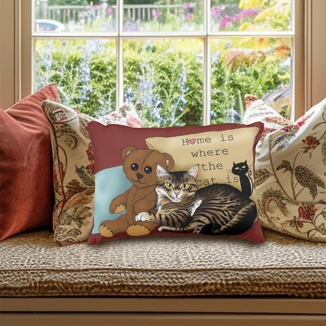 Coussins Décoratifs Tabby Accueil Chat Bourgogne (Créateur téléchargé)