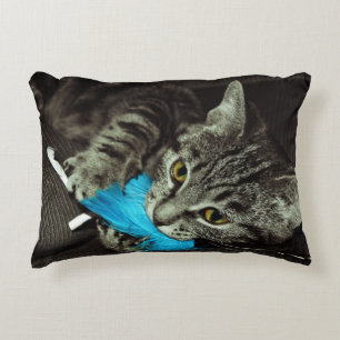Coussins Décoratifs Tabby Cat avec plume par Shirley Taylor