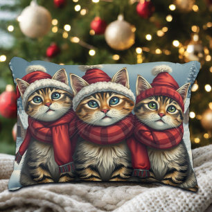Coussins Décoratifs Tabby Cats en hiver de l'avant-garde et hiver Casq