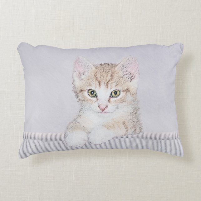 Coussins Décoratifs Tabby Orange Kitten Peinture - Art Chat original (Devant)