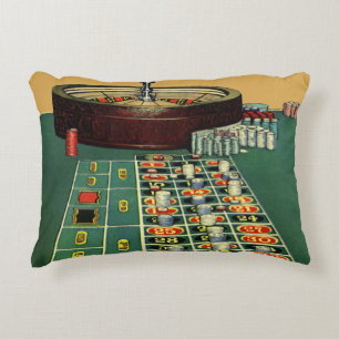 Coussins Décoratifs Table de roulette de casino de jeu vintage, jetons