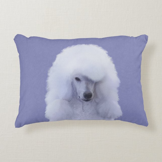Coussins Décoratifs Tableau blanc standard de caniche - Art original d (Devant)