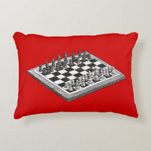 Coussins Décoratifs Tableau et pièces de jeu d'échecs Art vintage
