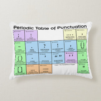 Coussins Décoratifs Tableau périodique de l'oreiller de ponctuation