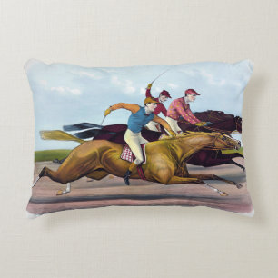 Coussins Décoratifs Tableau vintage D'Une Scène De Course De Cheval, C