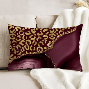 Coussins Décoratifs Taches de léopard en agate rouge de Bourgogne et p