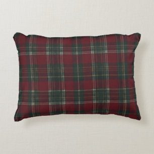 Coussins Décoratifs Tartan à carreaux classique rouge profond et vert 