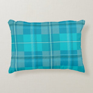 Coussins Décoratifs Tartan Aqua Vert Sarcelle Esthétique