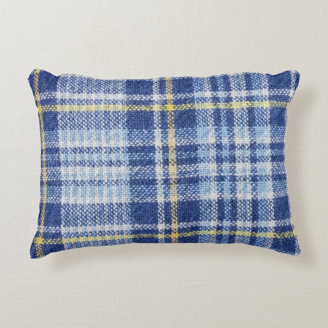 Coussins Décoratifs Tartan jaune bleu : Plaid tendance (Devant)