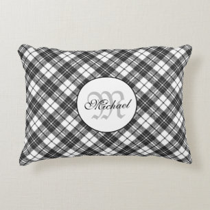 Coussins Décoratifs Tartan motif Noël noir blanc Monogramme