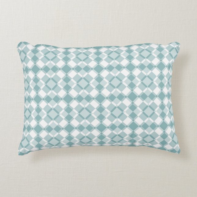 Coussins Décoratifs Teal White Checker Argyle Pattern (Devant)