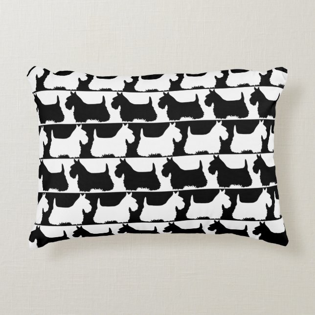Coussins Décoratifs Terrier écossais rayure noir/blanc, chien des High (Devant)