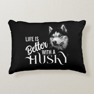 Coussins Décoratifs Tête de portrait Husky Sibérien Avec Yeux Bleus