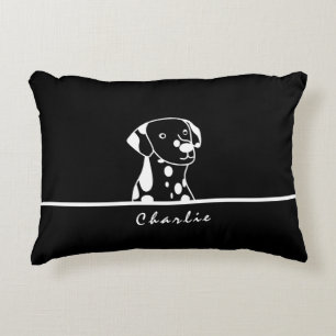 COUSSINS DÉCORATIFS TEXTE DE DESSIN DE CHIOT NOIR ET BLANC MIGNON
