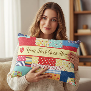 Coussins Décoratifs Texte personnalisé Saint-Valentin Patchwork colo