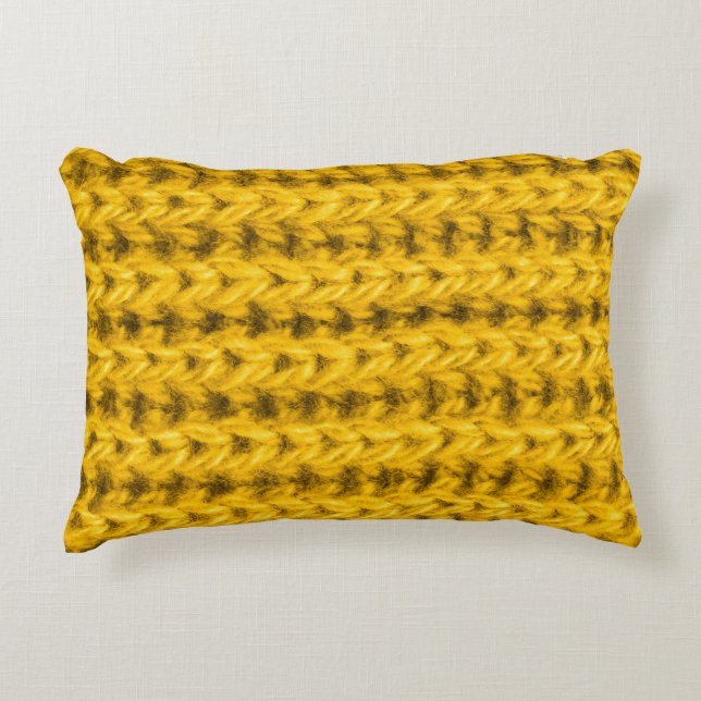 Coussins Décoratifs Texture de laine jaune vif (Devant)