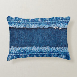 Coussins Décoratifs Texture en tissu de jean denim bleu