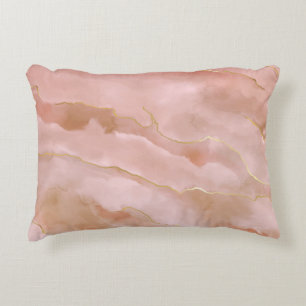 Coussins Décoratifs Texture or en marbre rose liquide
