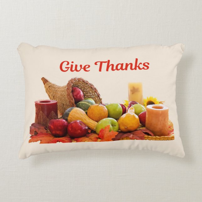 Coussins Décoratifs Thanksgiving "Donner Merci" Cornucopia (Devant)