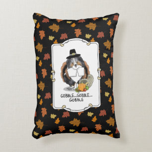 Coussins Décoratifs Thanksgiving Shetland Sheepdog (merle bleu) Drôle