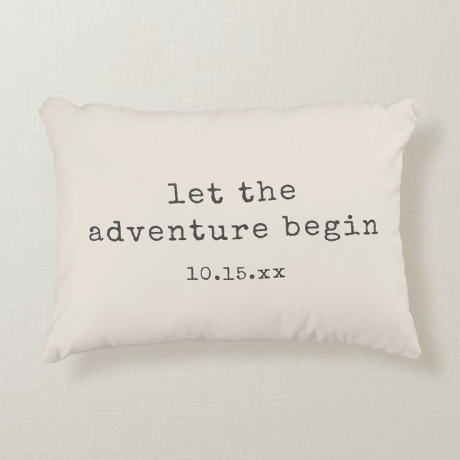 Coussins Décoratifs The Adventure Begin Minimalist Quote Wedding Date (Devant)