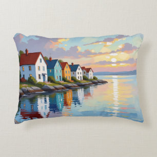 Coussins Décoratifs Thème côtier Maisons de plage sur la baie