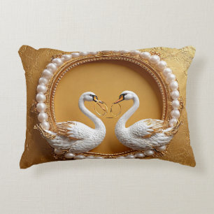 Coussins Décoratifs Thème d'amour émotionnel des cygnes de mariage
