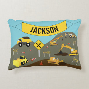 Coussins Décoratifs Thème du site des camions de construction