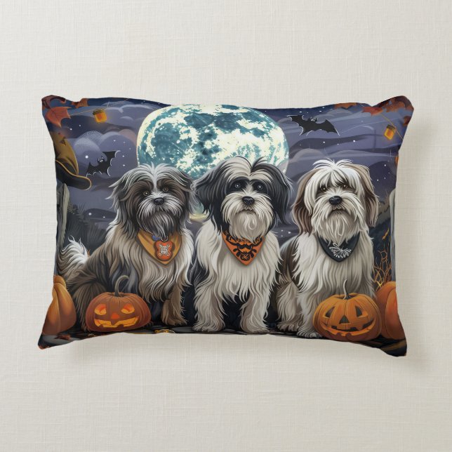 Coussins Décoratifs Tibétain Terrier Halloween Effrayant (Dos)
