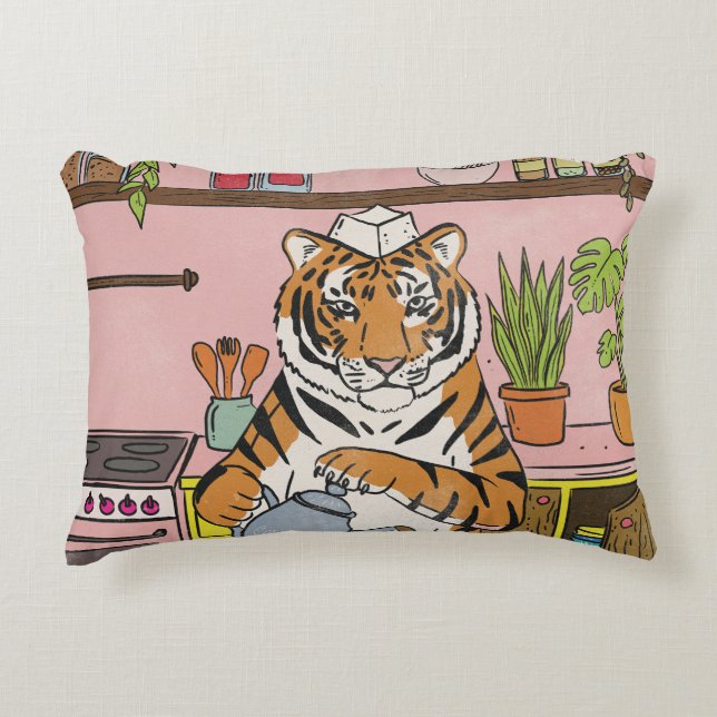 Coussins Décoratifs Tigre faisant du thé (Devant)