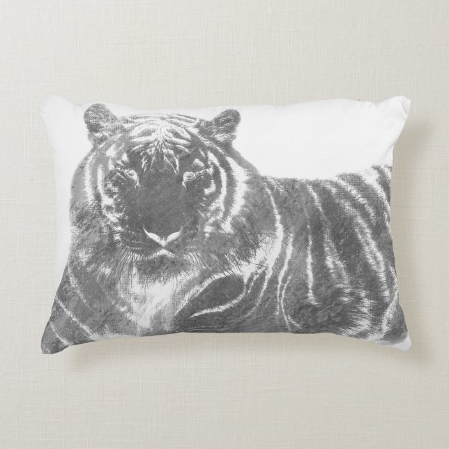 Coussins Décoratifs Tigre noir et blanc (Devant)