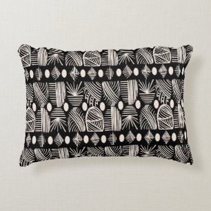 Coussins Décoratifs Tissu Mudcloth Tribal Caraïbe : Noir et Blanc