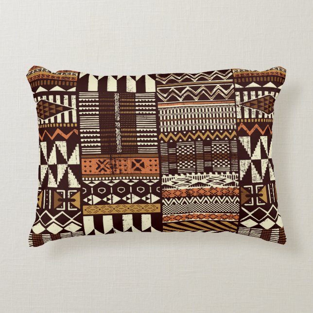 Coussins Décoratifs Tissu tribal africain patchwork abstrait vin (Devant)