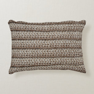 Coussins Décoratifs Tissu tricoté plat, texture marron.