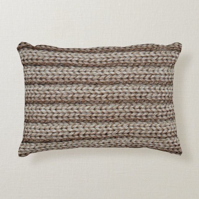 Coussins Décoratifs Tissu tricoté plat, texture marron. (Devant)